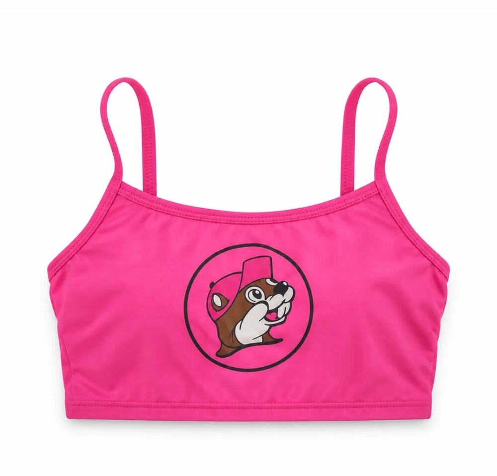 Buc-eeâs Bikini Top Bright Pink Logo Swim Top NWT Womenâs Size S